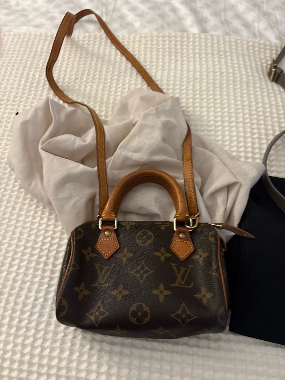 Louis Vuitton Monogram Mini Alma-Style Top Handle Crossbody in Brown and Tan